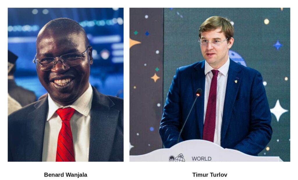 Timur Turlov, FIDE President, and Benard Wanjala, ACC President